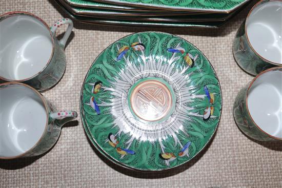 A quantity of Chinese tea wares and a porcelain table screen.